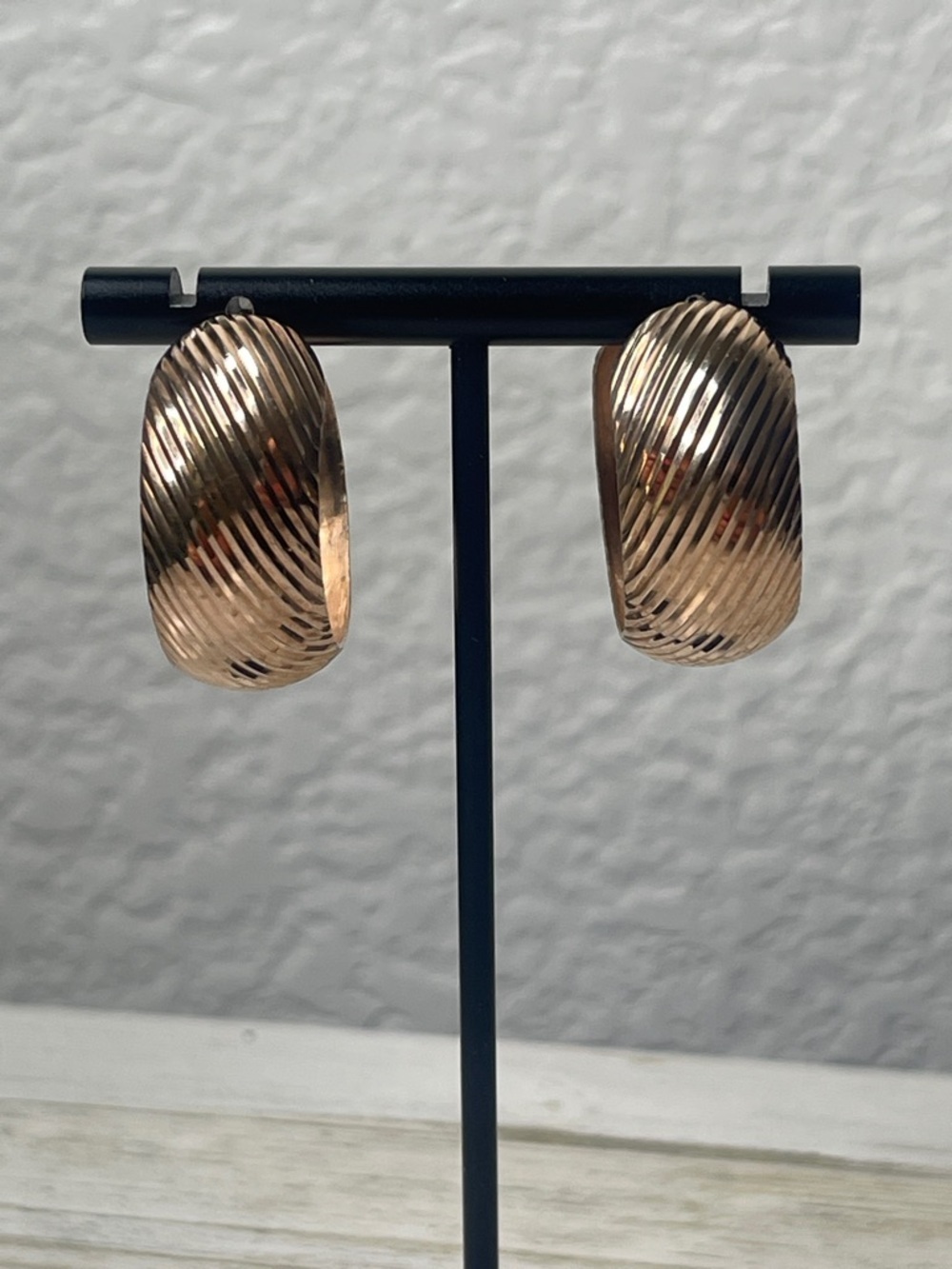 Milor Italy Rose Gold Vermeil Twisted Hoop Earrings 925